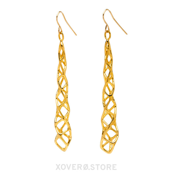 CUBICOID (long) - 3d Printed Earrings - Sterling or Gold-Plated